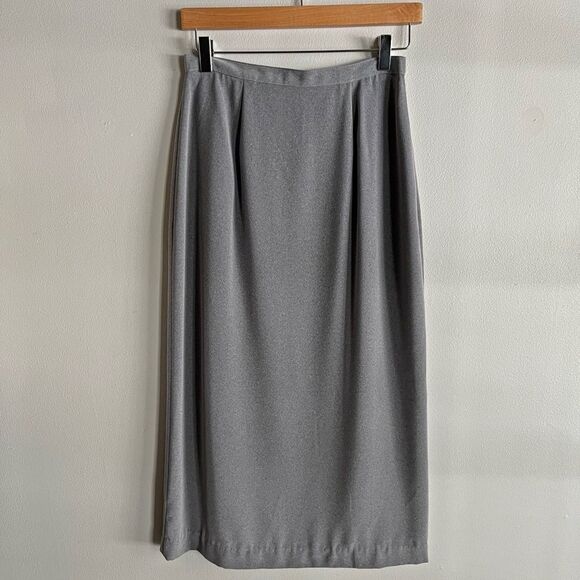 Vintage Paul Harris 90s Gray Maxi Pencil Skirt | Career Minimalist Size 6 - Picture 2 of 8